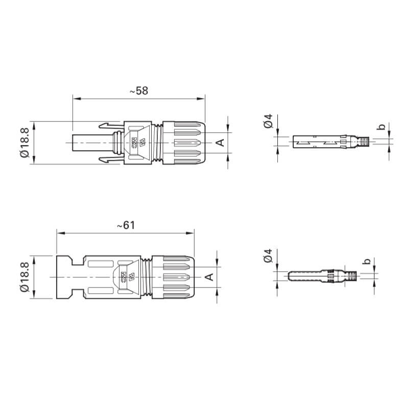 MC4 Stecker Kupplungssteckverbinder 10mm² PV-KST4/10II & PV-KBT4/10II