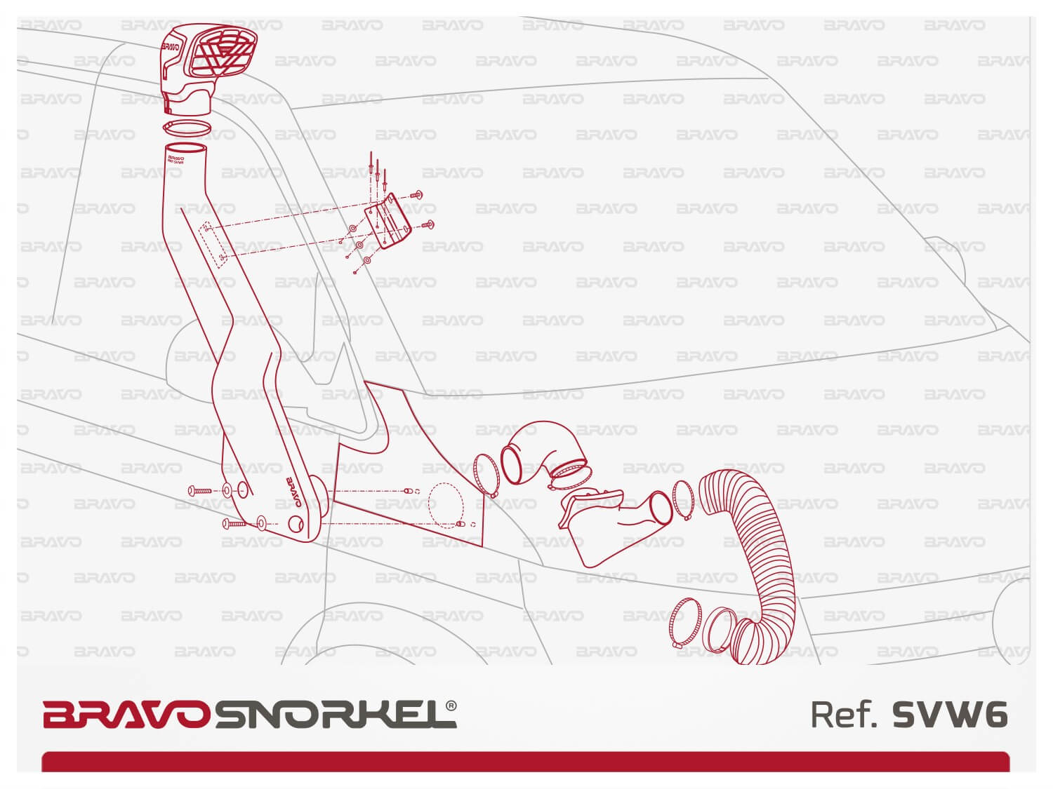 Bravo Snorkel Schnorchel für VW T5 / T6.1 / T6 (1.9 TDI, 2.5 TDI)